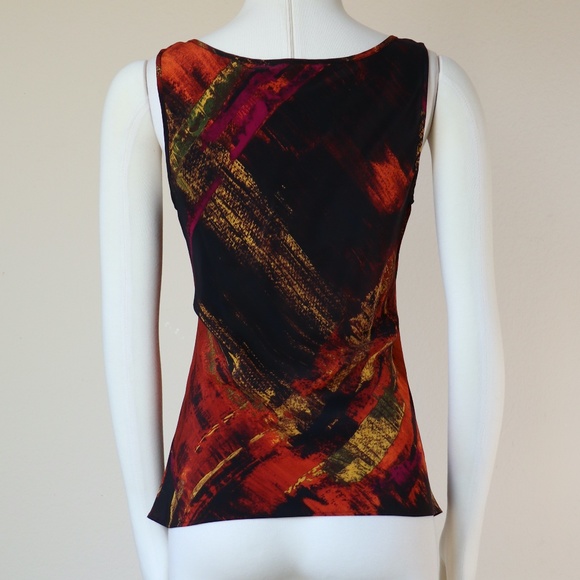 On bias sleeveless silk top in burnt ember tones - Picture 2 of 10